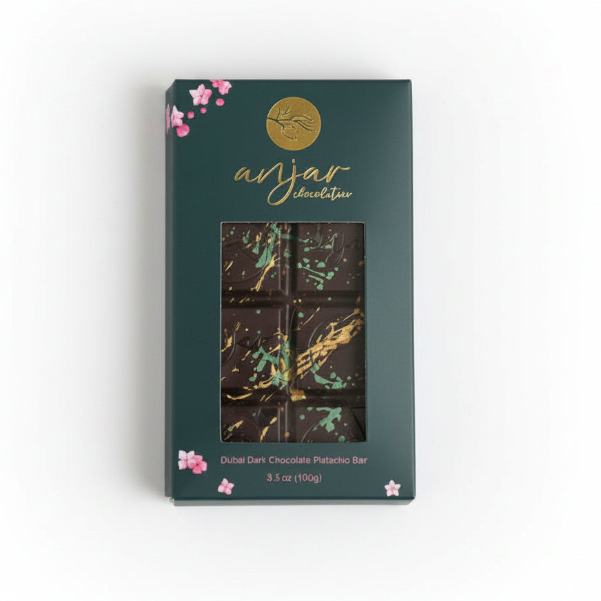 Anjar Dubai Pistachio Filled 60% Dark Chocolate Bar