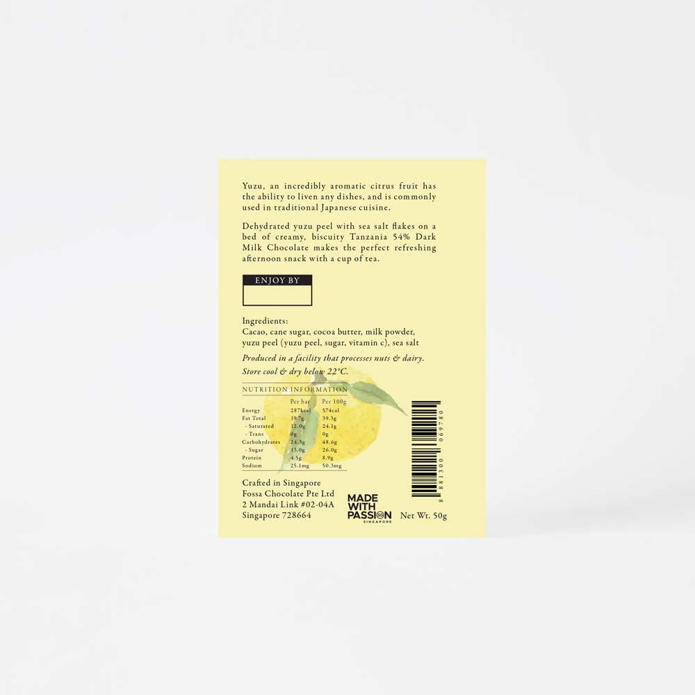Fossa Yuzu Sea Salt Chocolate, 50g