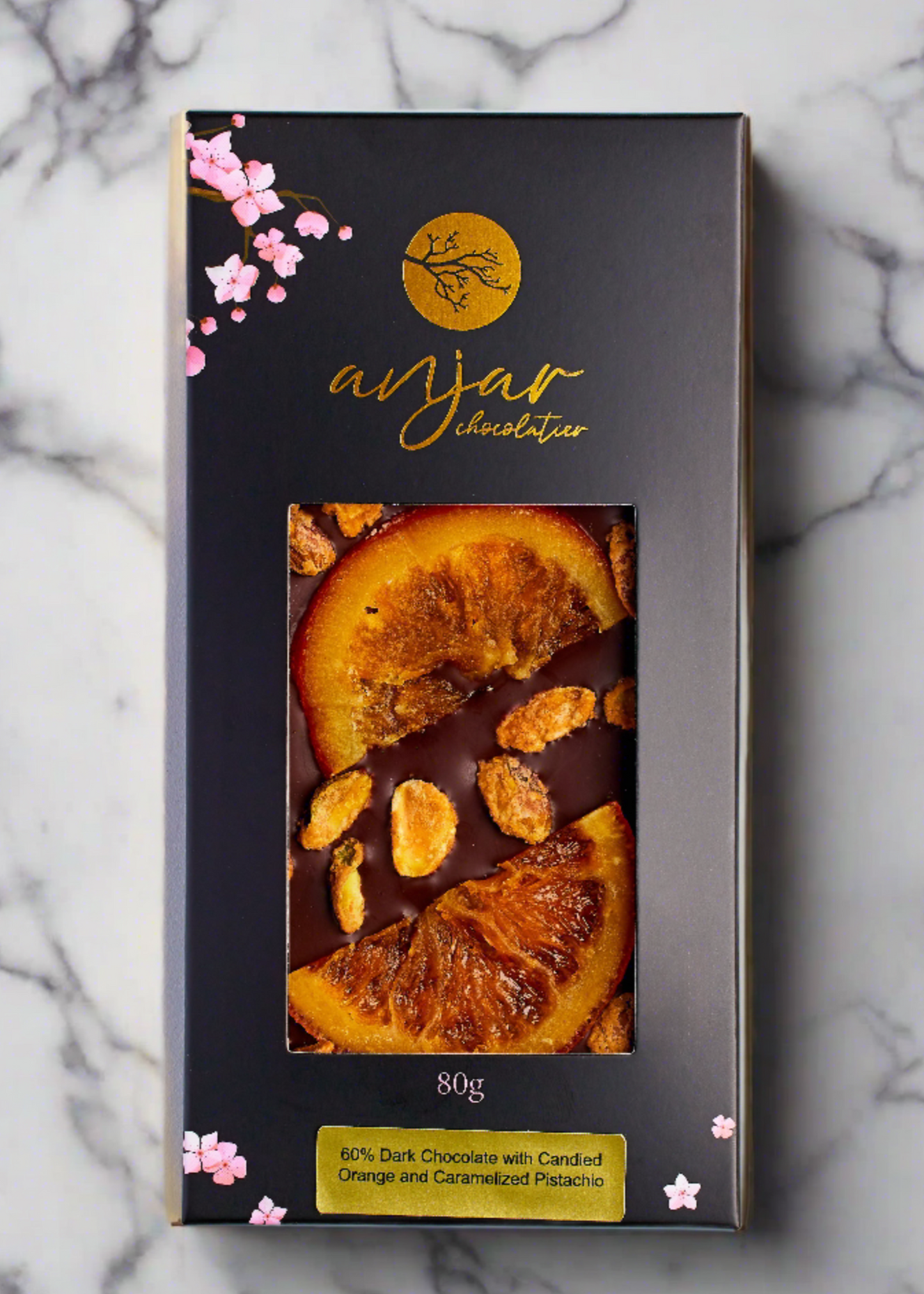 60% Orange & Pistachio Dark Chocolate Bar