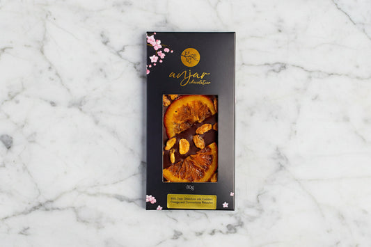 60% Orange & Pistachio Dark Chocolate Bar