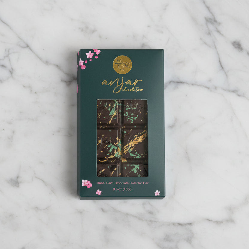 Anjar Dubai Pistachio Filled 60% Dark Chocolate Bar