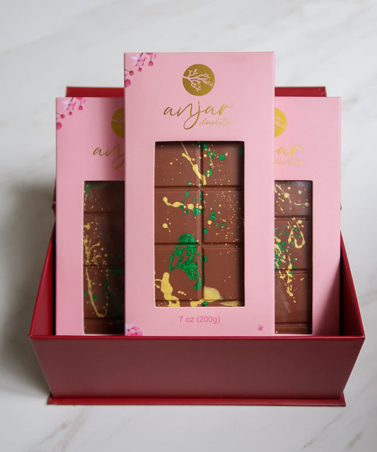 Large 3 Pistachio Chocolate Bar Gift Box