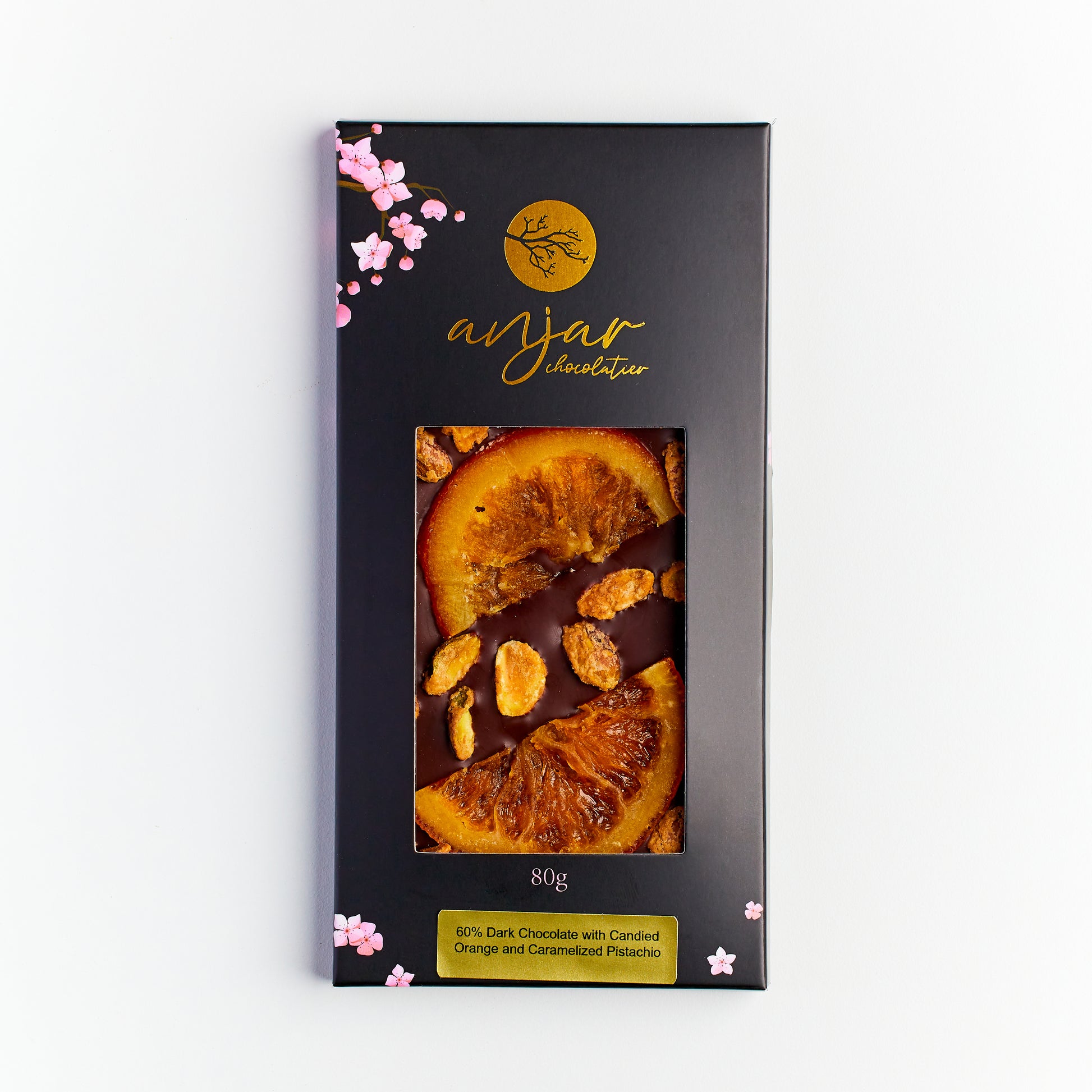 60% Dark Chocolate Orange and Pistachio Bar