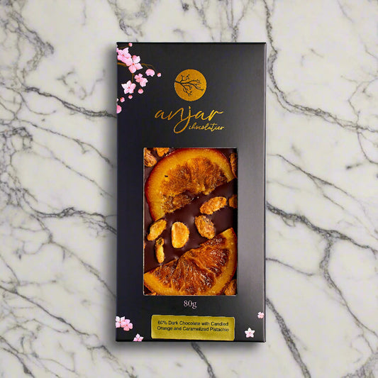 60% Dark Chocolate Orange and Pistachio Bar