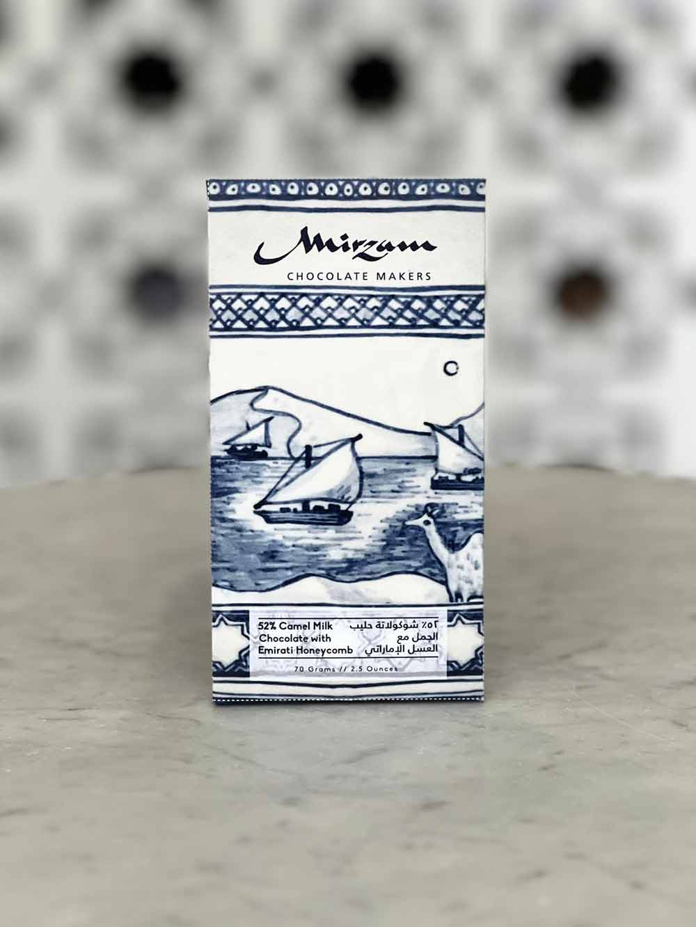 Mirzam 52% Camel Milk Chocolate w/ Emirati  Honeycomb, 70g